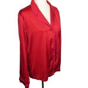 Generation Love Red Satin Button Up Pajama Top Size Small